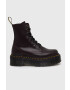 Dr. Martens bocanci de piele culoarea bordo cu toc plat - Pled.ro