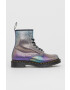 Dr. Martens Cizme de piele 1460 femei culoarea violet cu toc plat - Pled.ro