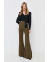 Elisabetta Franchi pantaloni femei culoarea verde evazati high waist - Pled.ro