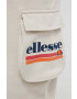 Ellesse pantaloni de trening culoarea bej cu imprimeu - Pled.ro