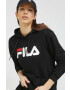 Fila bluza culoarea negru cu glugă cu imprimeu - Pled.ro