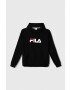 Fila bluza copii culoarea negru cu glugă cu imprimeu - Pled.ro