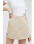 Fila pantaloni scurti din bumbac culoarea bej neted high waist - Pled.ro