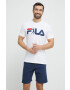 Fila pijamale de bumbac culoarea albastru marin cu imprimeu - Pled.ro