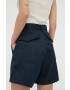 G-Star Raw pantaloni scurti femei culoarea albastru marin neted high waist - Pled.ro