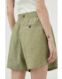 G-Star Raw pantaloni scurți din amestec de in culoarea verde melanj high waist - Pled.ro