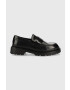 Gant mocasini de piele Prepnovo femei culoarea negru cu toc plat - Pled.ro