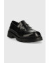 Gant mocasini de piele Prepnovo femei culoarea negru cu toc plat - Pled.ro