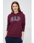 Gap bluza femei culoarea bordo cu glugă cu imprimeu - Pled.ro