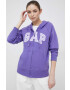 Gap bluza femei culoarea violet cu glugă cu imprimeu - Pled.ro