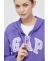 Gap bluza femei culoarea violet cu glugă cu imprimeu - Pled.ro