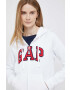 Gap bluza femei culoarea alb cu glugă cu imprimeu - Pled.ro