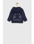 Gap bluza bebe culoarea albastru marin cu glugă cu imprimeu - Pled.ro