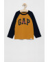 Gap Longsleeve copii culoarea galben cu imprimeu - Pled.ro