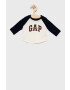 Gap Longsleeve din bumbac pentru copii culoarea albastru marin cu imprimeu - Pled.ro