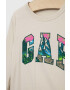 Gap longsleeve din bumbac pentru copii culoarea bej cu imprimeu - Pled.ro