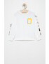 Gap Longsleeve din bumbac pentru copii x National Geographic culoarea alb cu imprimeu - Pled.ro