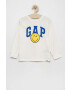 Gap longsleeve din bumbac pentru copii x smiley world culoarea alb cu imprimeu - Pled.ro