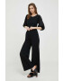 Gap pantaloni de bumbac culoarea negru lat high waist - Pled.ro