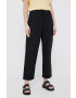 Gap pantaloni din in culoarea negru lat high waist - Pled.ro