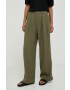 Gap pantaloni din in culoarea verde lat high waist - Pled.ro