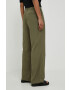 Gap pantaloni din in culoarea verde lat high waist - Pled.ro