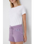 Gap pantaloni scurti femei culoarea violet cu imprimeu high waist - Pled.ro