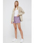 Gap pantaloni scurti femei culoarea violet cu imprimeu high waist - Pled.ro