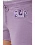 Gap pantaloni scurti femei culoarea violet cu imprimeu high waist - Pled.ro