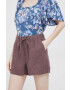 Gap pantaloni scurti din in culoarea bordo neted high waist - Pled.ro