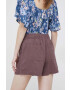 Gap pantaloni scurti din in culoarea bordo neted high waist - Pled.ro