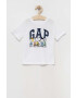 Gap tricou copii culoarea alb cu imprimeu - Pled.ro