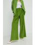 Gestuz pantaloni de catifea cord Megan femei culoarea verde lat high waist - Pled.ro