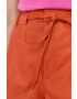 Gestuz pantaloni scurti de piele femei culoarea portocaliu neted high waist - Pled.ro