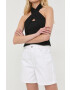 Gestuz pantaloni scurti din bumbac femei culoarea alb neted high waist - Pled.ro