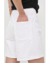 Gestuz pantaloni scurti din bumbac femei culoarea alb neted high waist - Pled.ro