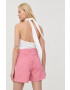 Gestuz pantaloni scurti din bumbac femei culoarea roz neted high waist - Pled.ro