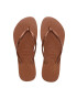 Havaianas slapi Slim femei culoarea auriu cu toc plat - Pled.ro