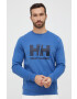 Helly Hansen hanorac de bumbac HH LOGO HOODIE bărbați culoarea bleumarin cu glugă cu imprimeu 33977 - Pled.ro