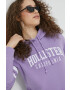 Hollister Co. bluza femei culoarea violet cu glugă cu imprimeu - Pled.ro