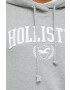 Hollister Co. bluza femei culoarea gri cu glugă cu imprimeu - Pled.ro