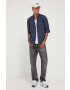 Hollister Co. camasa barbati culoarea albastru marin cu guler button-down regular - Pled.ro