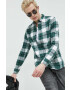 Hollister Co. camasa din bumbac barbati culoarea verde cu guler clasic regular - Pled.ro