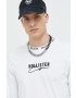 Hollister Co. longsleeve din bumbac culoarea alb cu imprimeu - Pled.ro