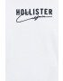 Hollister Co. longsleeve din bumbac culoarea alb cu imprimeu - Pled.ro