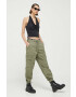 Hollister Co. pantaloni femei culoarea verde fason cargo high waist - Pled.ro