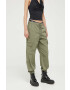 Hollister Co. pantaloni femei culoarea verde fason cargo high waist - Pled.ro