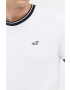 Hollister Co. tricou barbati culoarea alb neted - Pled.ro