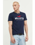 Hollister Co. tricou din bumbac culoarea albastru marin cu imprimeu - Pled.ro