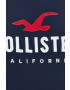 Hollister Co. tricou din bumbac culoarea albastru marin cu imprimeu - Pled.ro